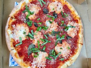 Marge at Possum Pizza in Austin