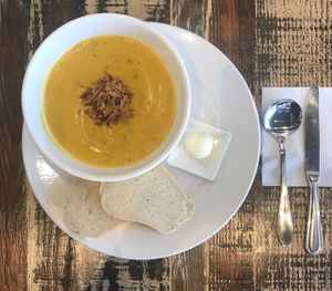 Pumpkin, carrot and cumin soup at Desta in Preston