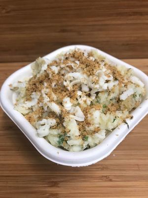 Peppered vegan mince and mushroom pie with potato and mozzarella mash top at Desta in Preston