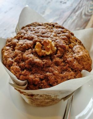 Coffee banana walnut muffin at Desta in Preston