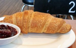Croissant with jam at Desta in Preston
