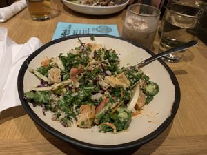 Bahn mi bowl with tofu. Snowbird cocktail made vegan. Loved it! at Goldfinch in Black Mountain