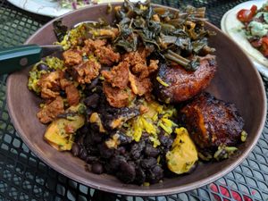 Cuban bowl with vegan pulled pork at Goldfinch in Black Mountain