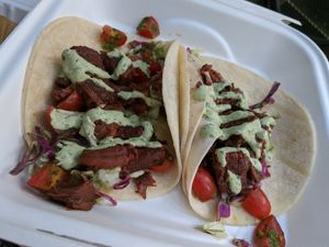 Tacos with vegan pulled pork at Goldfinch in Black Mountain