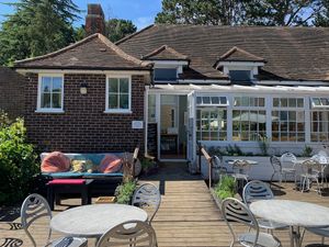 Outside seating   at Nourish in Letchworth