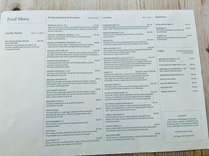 Food menu   at Nourish in Letchworth