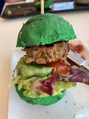 Vegan burgers were delicious at Wanderlust Garden in Mallorca
