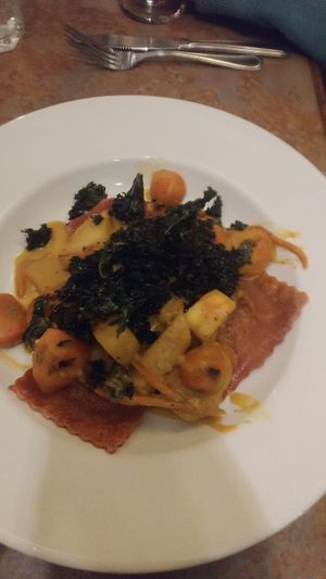 Ravioli- pasta was tough and chewy at Merge in Buffalo