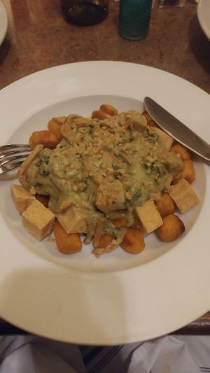 Gnocchi with tofu- gnocchi seemed deep fried  at Merge in Buffalo