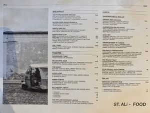 Menu has vegan items marked clearly at MEL - St Ali - T2 in Melbourne Airport