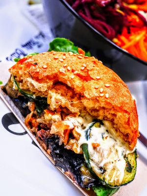 Portobello Mushroom Burger at Copper Branch - Nieuwstraat in Brussels