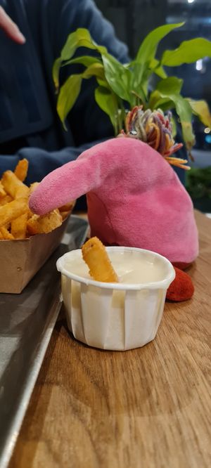 Really great vegan mayo - you can take as much as you want at VEG'D - Vegan Burgers - F-Hain in Berlin