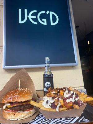 The burger and The Fries! The monthly special!  at VEG'D - Vegan Burgers - F-Hain in Berlin