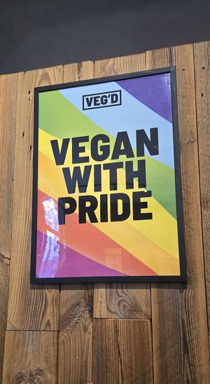 Vegan sign at VEG'D - Vegan Burgers - F-Hain in Berlin