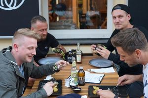 Some friends enjoying our "Burghain" burgers! 🖤🍔 at VEG'D - Vegan Burgers - F-Hain in Berlin