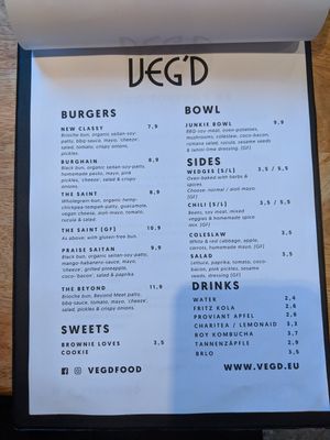 Menu at VEG'D - Vegan Burgers - F-Hain in Berlin