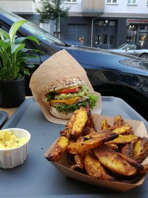 Looks like a healthy burger, huh? at VEG'D - Vegan Burgers - F-Hain in Berlin