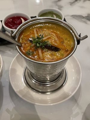 Yellow dal, 140 baht  at Primani's in Udon Thani