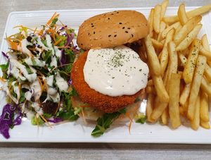 Handmade  Quinoa Tofu Patty burger at Flavours by Saute 寻味•素特 in Central Singapore