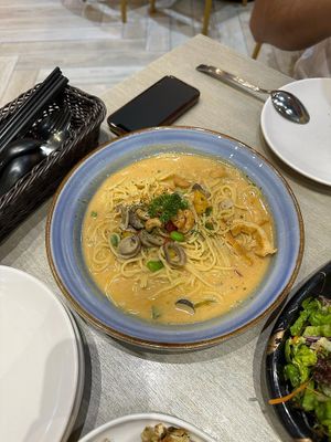 Creamy tom yam pasta, mild in taste at Flavours by Saute 寻味•素特 in Central Singapore