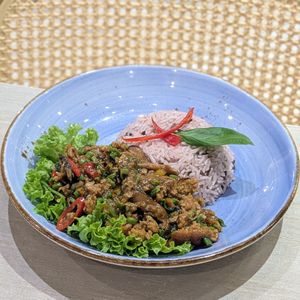 Vegan Thai Basil Rice at Flavours by Saute 寻味•素特 in Central Singapore