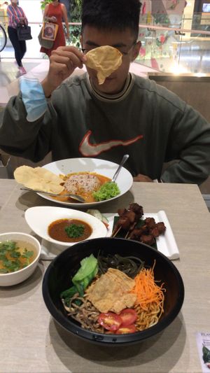 Lion Mane Satay, Curry, Dry Yuba Noodles  at Flavours by Saute 寻味•素特 in Central Singapore