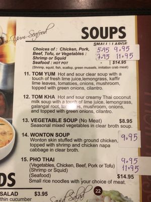 Part of the menu at Thai House in Logan