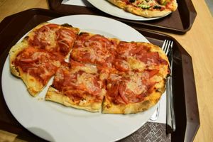 mozzarella pizza at Veganland in Prague