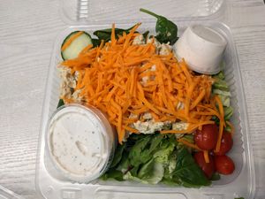 Chicken salad on greens at Loving Hut in Cincinnati