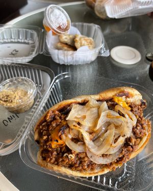 Sausage Cincinnati chili coney dog  at Loving Hut in Cincinnati