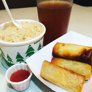 Jasmine Rice and Spring Rolls at Loving Hut in Cincinnati