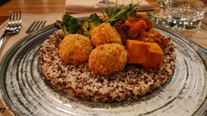 Buddha bowl at Black Rabbit in Chisinau