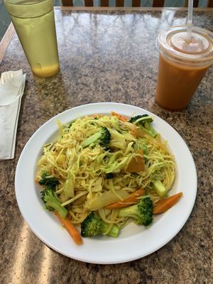 Singapore noodles (without the chix seitan). Loved it and I ate all of it    at Anna's Vegan Plate in Palm Bay