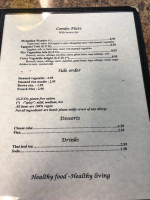Menu at Anna's Vegan Plate in Palm Bay