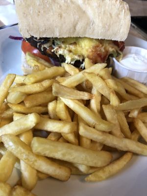 Mexican vegan burger - picture doesn’t do it justice! at Pooley Bridge Inn in Penrith