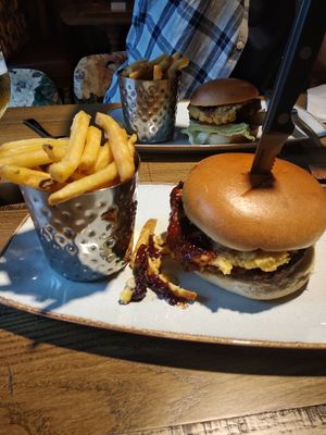 Falafel Burger (£13) at Pooley Bridge Inn in Penrith
