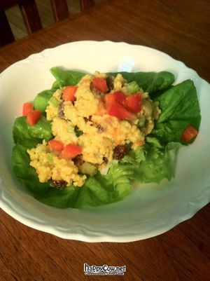 Cafe Special!  Curried millet salad with lime vinaigrette served on local Bibb lettuce. 100% organic. (vegan) at Earth House in Indianapolis