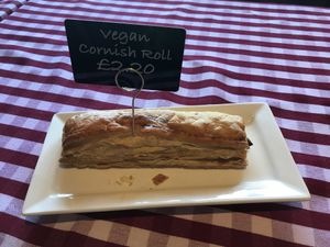 Vegan sausage roll! at The Old Orchard Nursery in Burwash