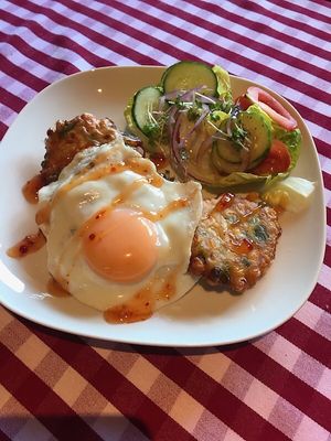 Sweetcorn fritters! (Vegan without the egg) at The Old Orchard Nursery in Burwash