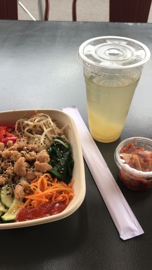 Vegan Option with Tea and Kimtschi at Bibim Shack in Zurich