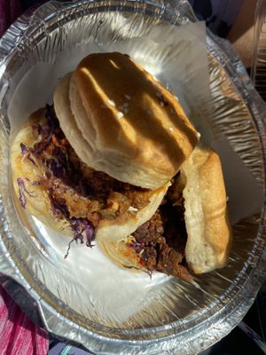 Spiced Eggplant Sausage and Biscuits 😋   at Callie's Kitchen in Tomball