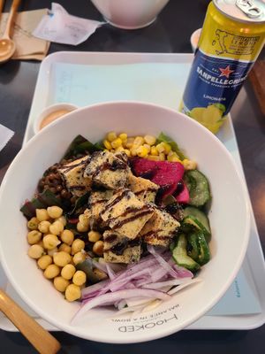 Black sesame tofu bowl at Hooked Poke 훅트포케 in Seoul