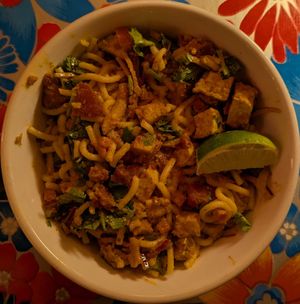 Nangyi Noodle Salad with tofu and no egg at Top Burmese in Portland