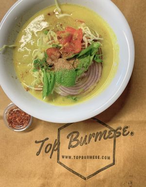 Vegan Burmese Samosa Soup at Top Burmese in Portland