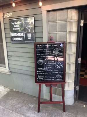 Vegan items clearly advertised. at Top Burmese in Portland