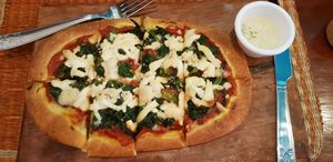 Spinach pizza. at Seed in Changwon