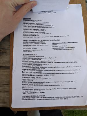 Lunch  / Dinner menu with clearly labelled vegan choices. at The Red Lion in Banbury