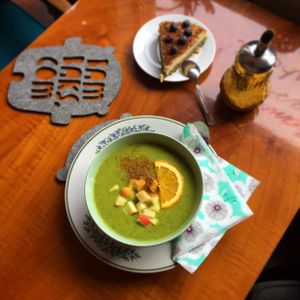 Vegan courgette soup at Miejsce in Sopot