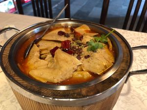 Spicy veg fish tofu and mixed mushrooms at Yunlaiju - Windlucky - Futain District in Shenzhen