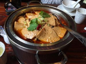 Spicy tofu & mushrooms at Yunlaiju - Windlucky - Futain District in Shenzhen